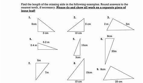 grade 9 pythagorean theorem worksheet
