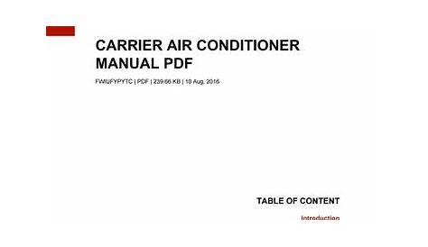 Carrier air conditioner manual pdf by BonitaHill3886 - Issuu