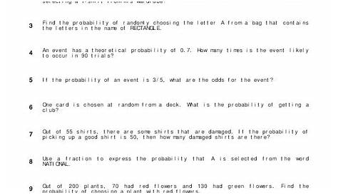 Probability Worksheet for 8th Grade | Lesson Planet
