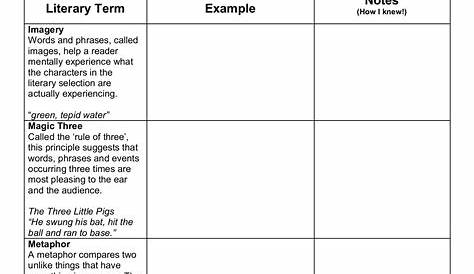 literary devices worksheet 11th grade