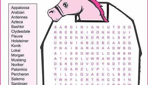 horse word search printable