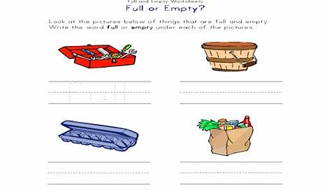 Full or Empty? Worksheet for Pre-K - Kindergarten | Lesson Planet
