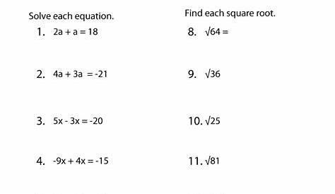Free Printable Algebra Worksheets Grade 6 | Free Printable