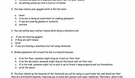 science lab safety worksheets