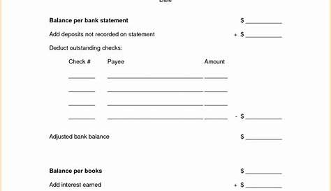 reconciling a bank statement worksheets