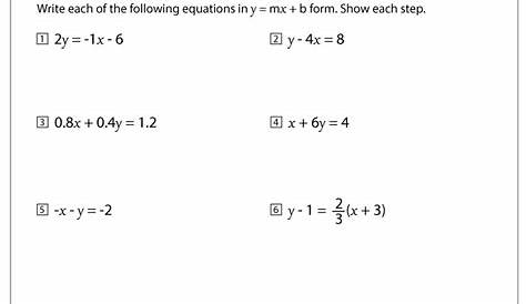 graphing equations in slope-intercept form worksheets