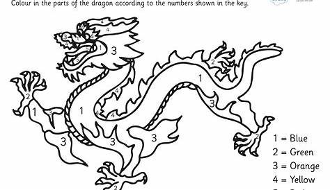 Chinese Dragon Number Colouring by Numbers Sheet | Dragon coloring page