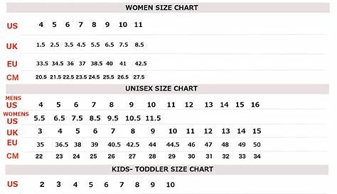 vans womens shoe size chart