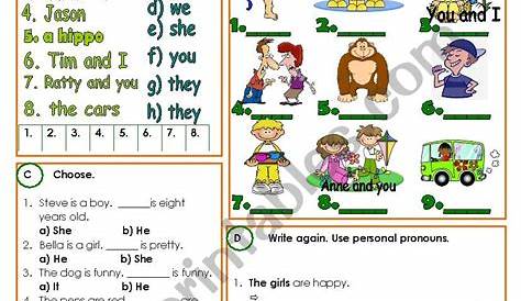 worksheet on personal pronouns