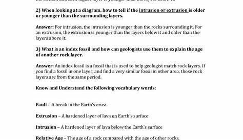 relative ages of rocks worksheets answers