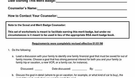 16 Best Images of Scout Merit Badges Worksheets - Personal Management