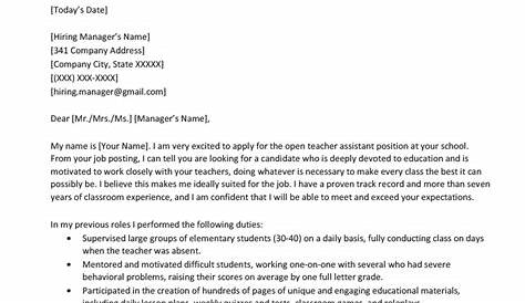 21 Best Teacher Cover Letters Examples - hennessy events