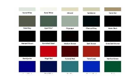 Steel and Aluminum Color Charts - Firestone, Pac-Clad, ATAS, McElroy