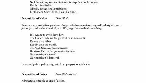 PROPOSITIONS OF FACT, VALUE & POLICY