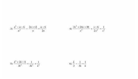 Solving Rational Equations Worksheet for 8th - 12th Grade | Lesson Planet