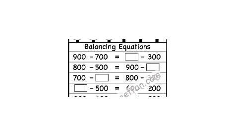 balancing equations worksheet 2nd grade
