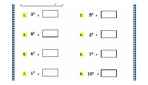 Grade 4 Maths Resources (1.12 Square Numbers Printable Worksheets