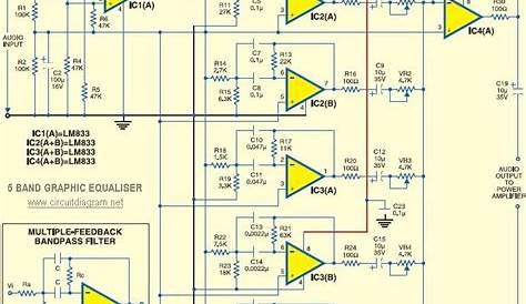 5 Band Graphic Equaliser - Circuit Scheme