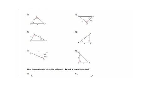 right triangle trig worksheet work