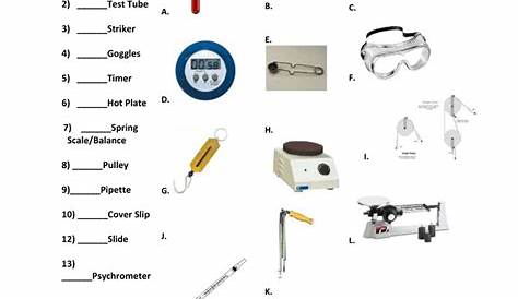 Safety and Lab Equipment Worksheet