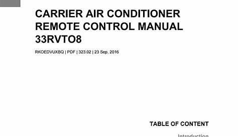 Carrier Air Conditioner Remote Control Manual 33rvto8 by jm2231174 - Issuu