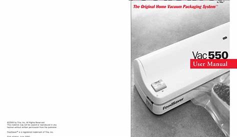 FoodSaver Vac 550 User Manual | 23 pages