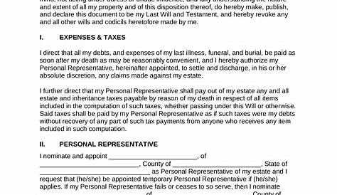 last will and testament template - pdf