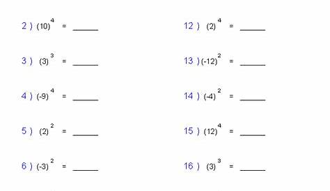 simple exponents worksheets