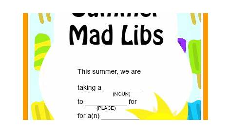 summer themed mad libs