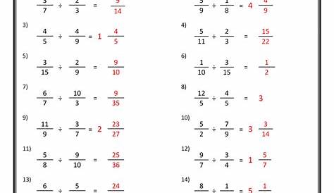 fractions worksheet and answers