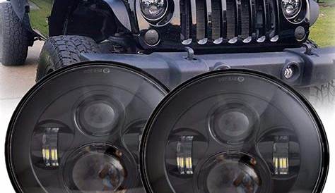 LX-LIGHT 7 Inch Round Black Cree LED Headlight High Low Beam for Jeep