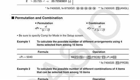 I permutation and combination | Casio FX-9750GII User Manual | Page 56