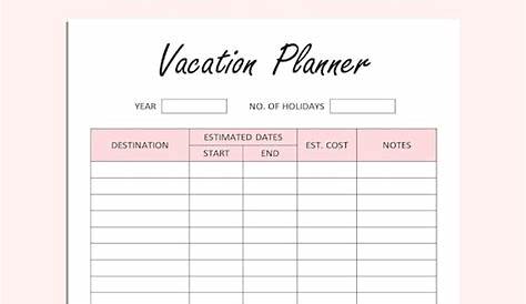 Vacation Planner Printable Vacations to Plan Tracker | Etsy
