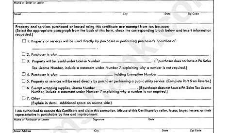 pa state exempt form