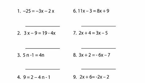 Solve Equations Intermediate Algebra Worksheet Printable
