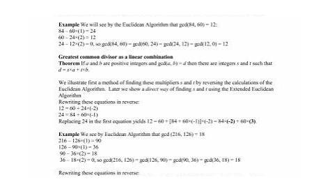 euclidean algorithm worksheet