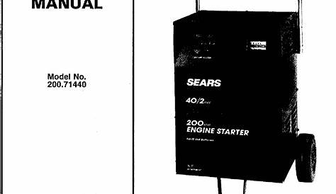 Sears 20071440 User Manual Battery Charger Manuals And Guides L0305339