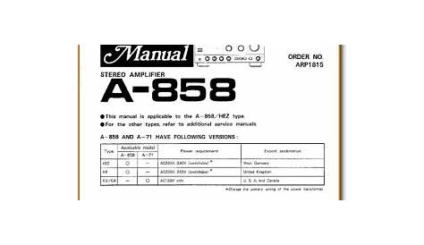 Pioneer A-858 Solid State Amp Receiver - On Demand PDF Download | English