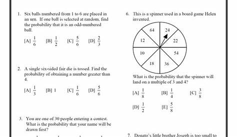 math probability worksheet