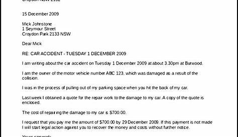 Sample Letters of Demand Car Accident Template Download - Sample