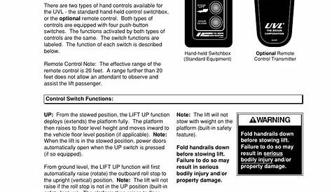 Braun Wheelchair Lift Parts Manual