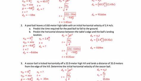 Projectile Motion Word Problems Worksheet With Answers Pdf - Fill