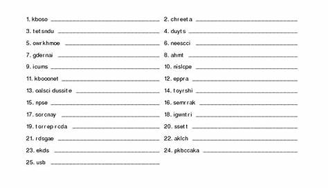 Unscramble Words Worksheet for 4th - 5th Grade | Lesson Planet