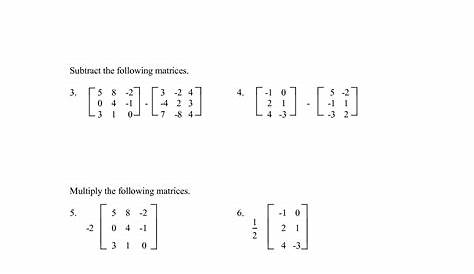 16 Best Images of Matrix Algebra Worksheets - Printable Matrix
