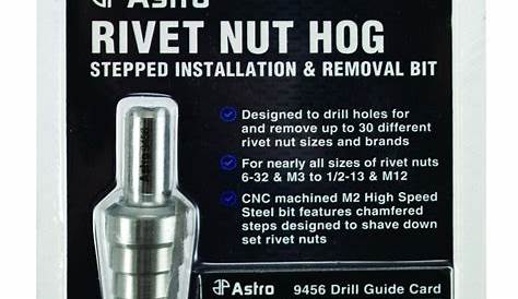rivet nut drill bit size chart
