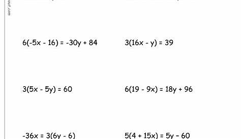 math with variables worksheet