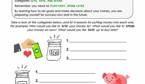 Savings Worksheets For Students