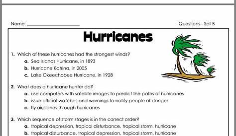 hurricane worksheet for 4th grade