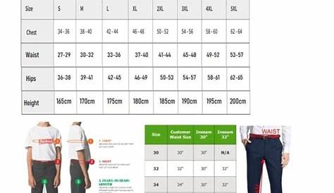 workwear overall size chart