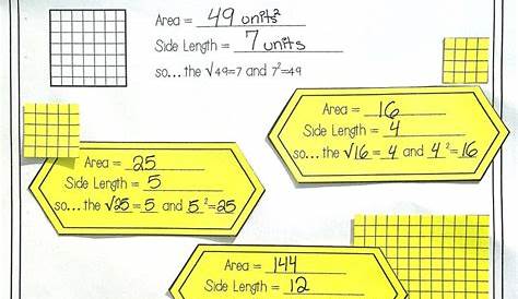 squares and square roots worksheets answer key